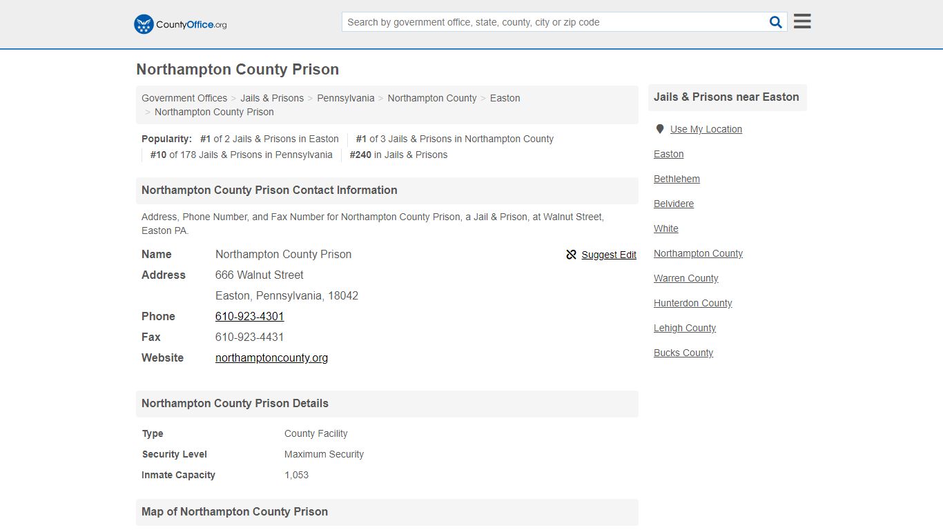 Northampton County Prison - Easton, PA (Address, Phone, and Fax)